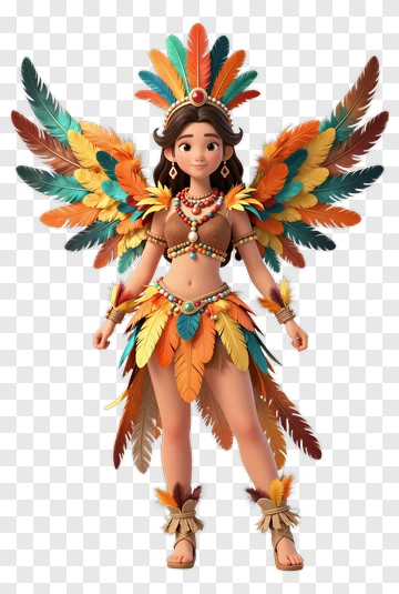 Feathered Dancer In Carnival Attire PNG