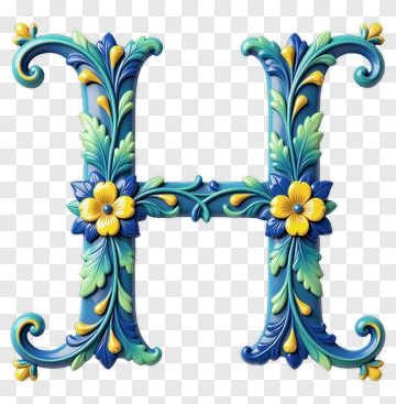 Decorative Letter H With Floral Motifs PNG