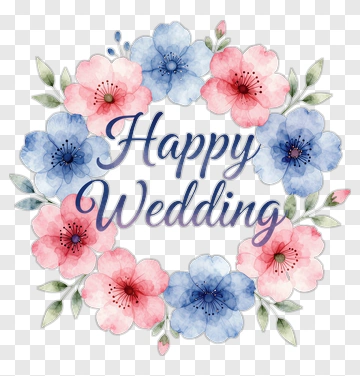 Happy Wedding Floral Design PNG