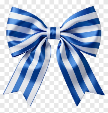 Blue And White Striped Bow PNG