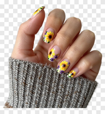 Sunflower Nail Art Design PNG