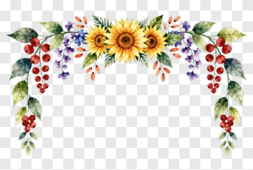 Sunflower And Berry Floral Arrangement PNG
