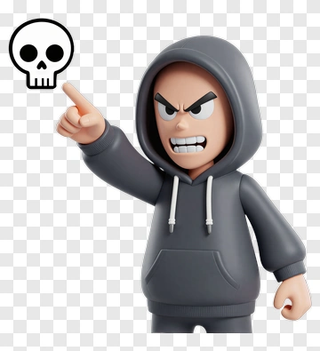 Angry Character Pointing At Skull PNG