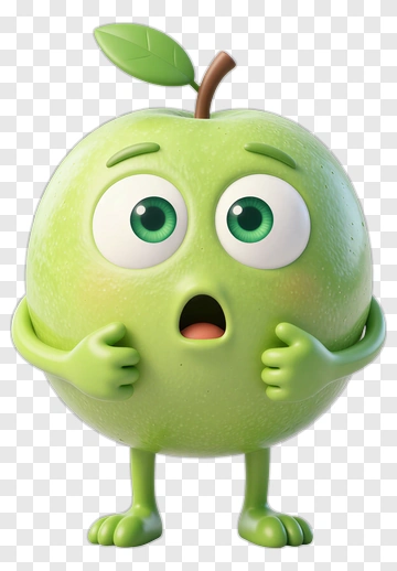 Surprised Apple Character PNG