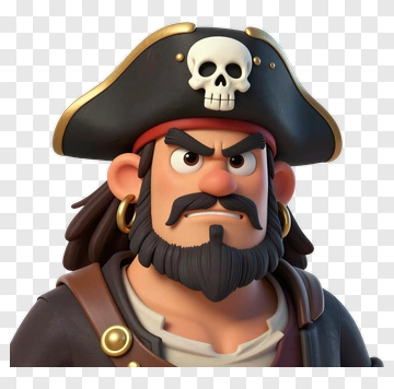 Angry Pirate Captain With Skull Hat PNG