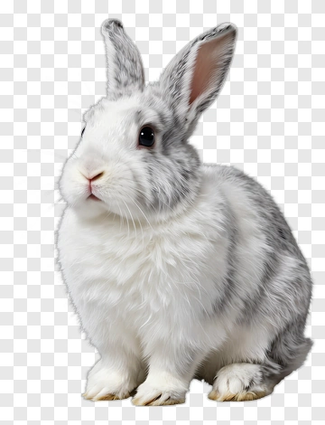 White And Gray Rabbit PNG