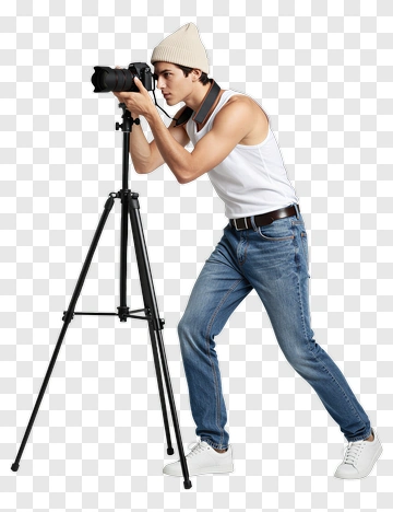 Photographer With Camera And Tripod PNG
