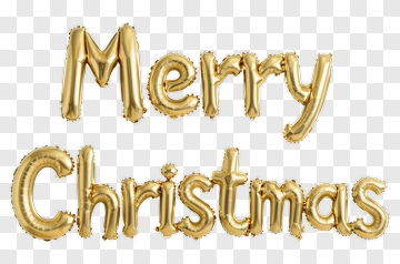 Gold Balloon Letters For Merry Christmas PNG