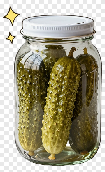 Fresh Pickles In Glass Jar PNG