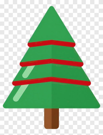 Flat Christmas Tree With Red Ribbons PNG