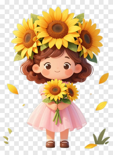 Child With Sunflower Crown PNG