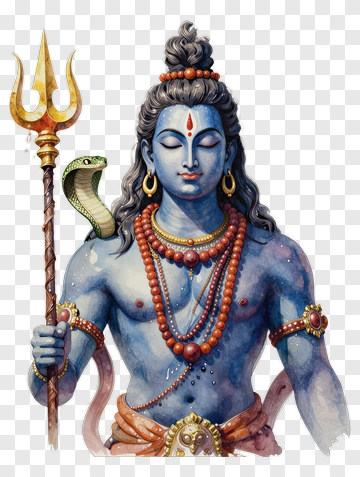 Blue Shiva With Trident And Cobra PNG
