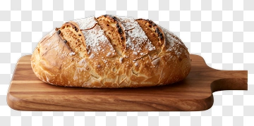 Freshly Baked Bread On Wooden Board PNG