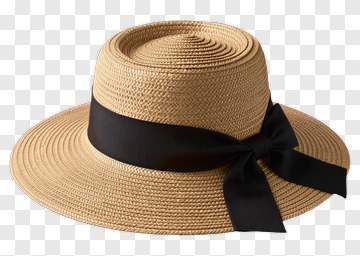 Straw Hat With Black Bow PNG
