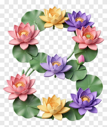 Colorful Lotus Flower Arrangement PNG