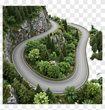 Winding Road Through Mountain Forest PNG
