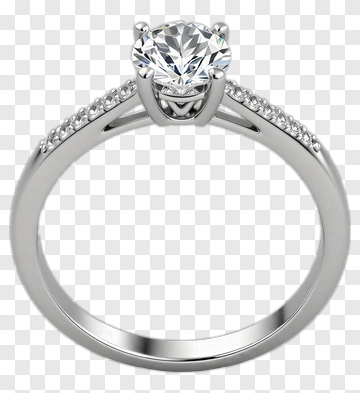 Diamond Engagement Ring With Silver Band PNG