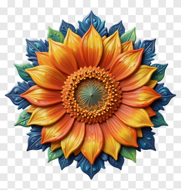 Colorful Sunflower Mandala Decor PNG