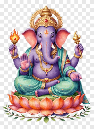 Ganesha Seated On Lotus PNG