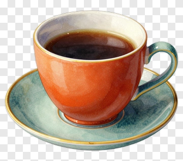Red Coffee Cup On Blue Saucer PNG