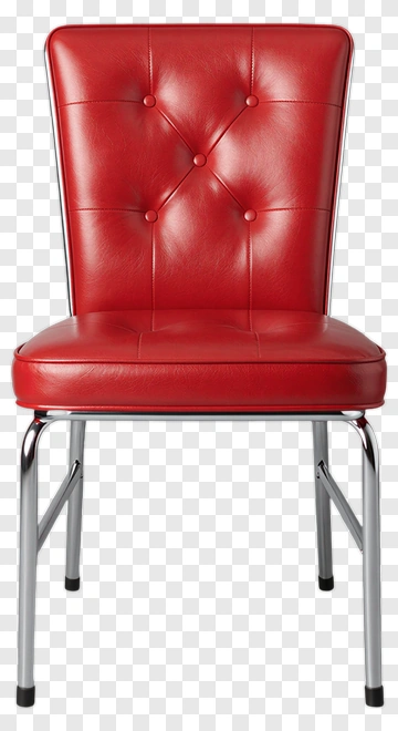 Red Leather Chair With Metal Frame PNG