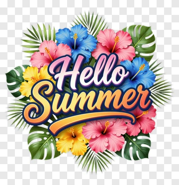 Hello Summer Tropical Design PNG