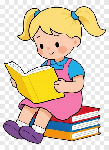 Girl Reading Book PNG