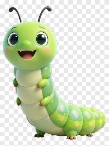 Cute Green Caterpillar PNG