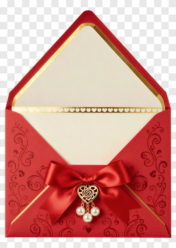 Red Envelope With Gold Trim And Heart Ornament PNG