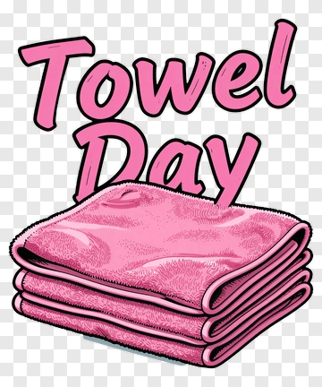 Towel Day Pink Towel Illustration PNG