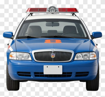 Blue Police Car Front View PNG