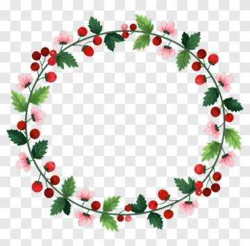 Berry And Flower Wreath PNG