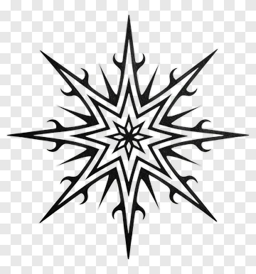 Black And White Star Tattoo Design PNG