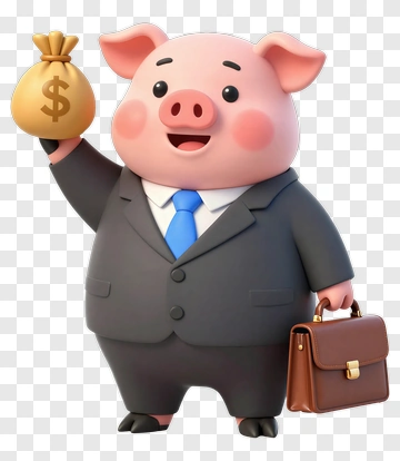 Pig Businessman Holding Money Bag PNG