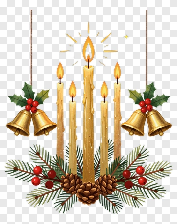 Festive Holiday Candles And Bells PNG