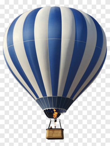 Blue And White Hot Air Balloon In Flight PNG