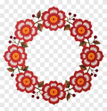 Red And White Flower Wreath PNG