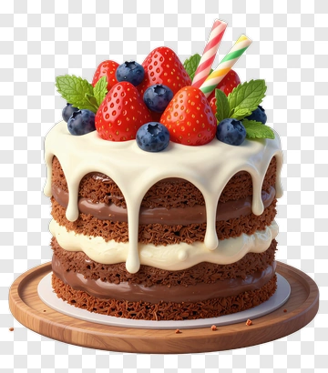 Chocolate Cake With Fresh Fruit Topping PNG
