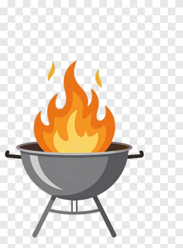 Barbecue Grill With Fire PNG