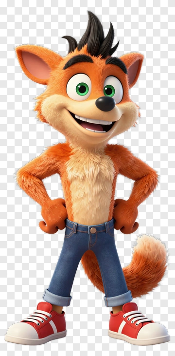Crash Bandicoot In Jeans And Sneakers PNG