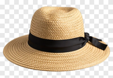 Straw Hat With Black Ribbon PNG