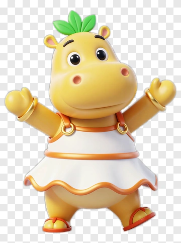 Yellow Hippo Toy Character PNG