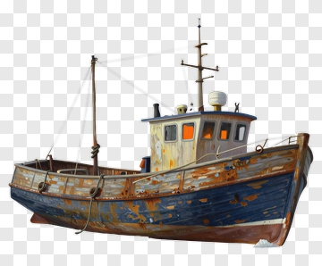 Rusted Fishing Boat On Ice PNG