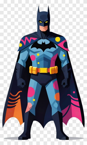 Batman In Colorful Costume PNG