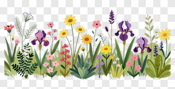 Colorful Wildflower Border PNG