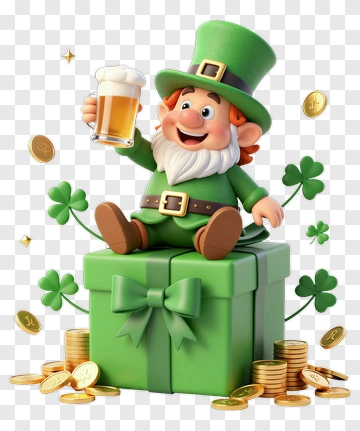 Leprechaun With Beer And Gift PNG