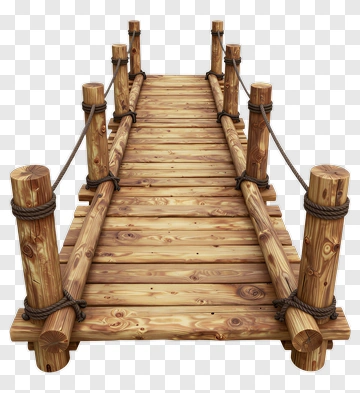 Wooden Bridge With Rope Railing PNG