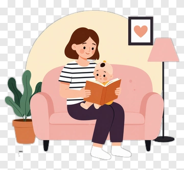 Mother Reading To Baby PNG
