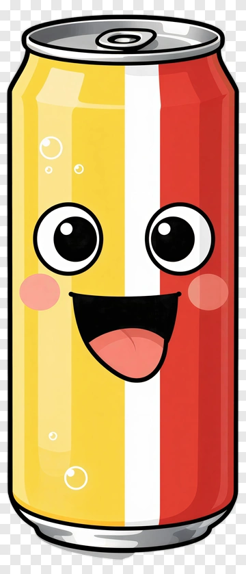 Happy Soda Can Character PNG
