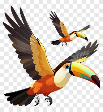 Two Toucans In Flight PNG